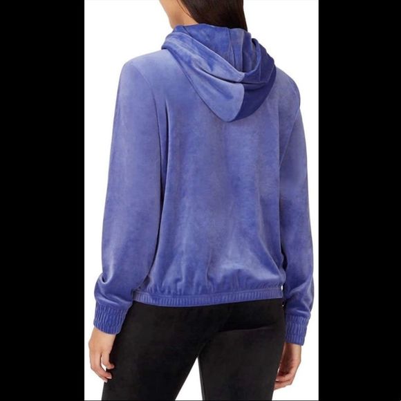 NWOT Fila Soft Velour Quarter Zip Hoodie in Purple-Blue - Picture 3 of 13